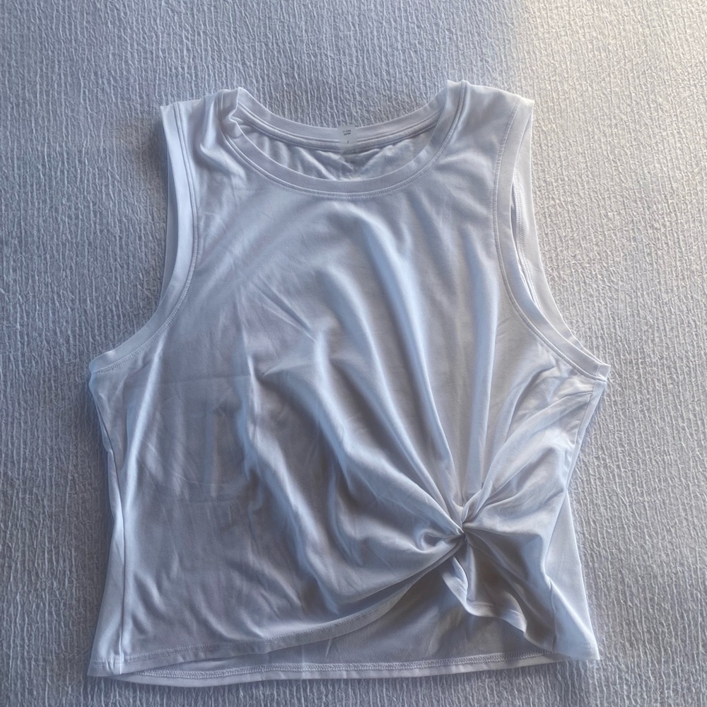 Gray Tie Front Crop Tank Top
